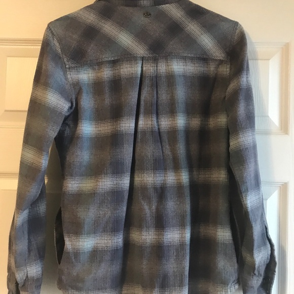 PrAna womens S flannel Shacket lined shirt gray blue - Picture 4 of 10